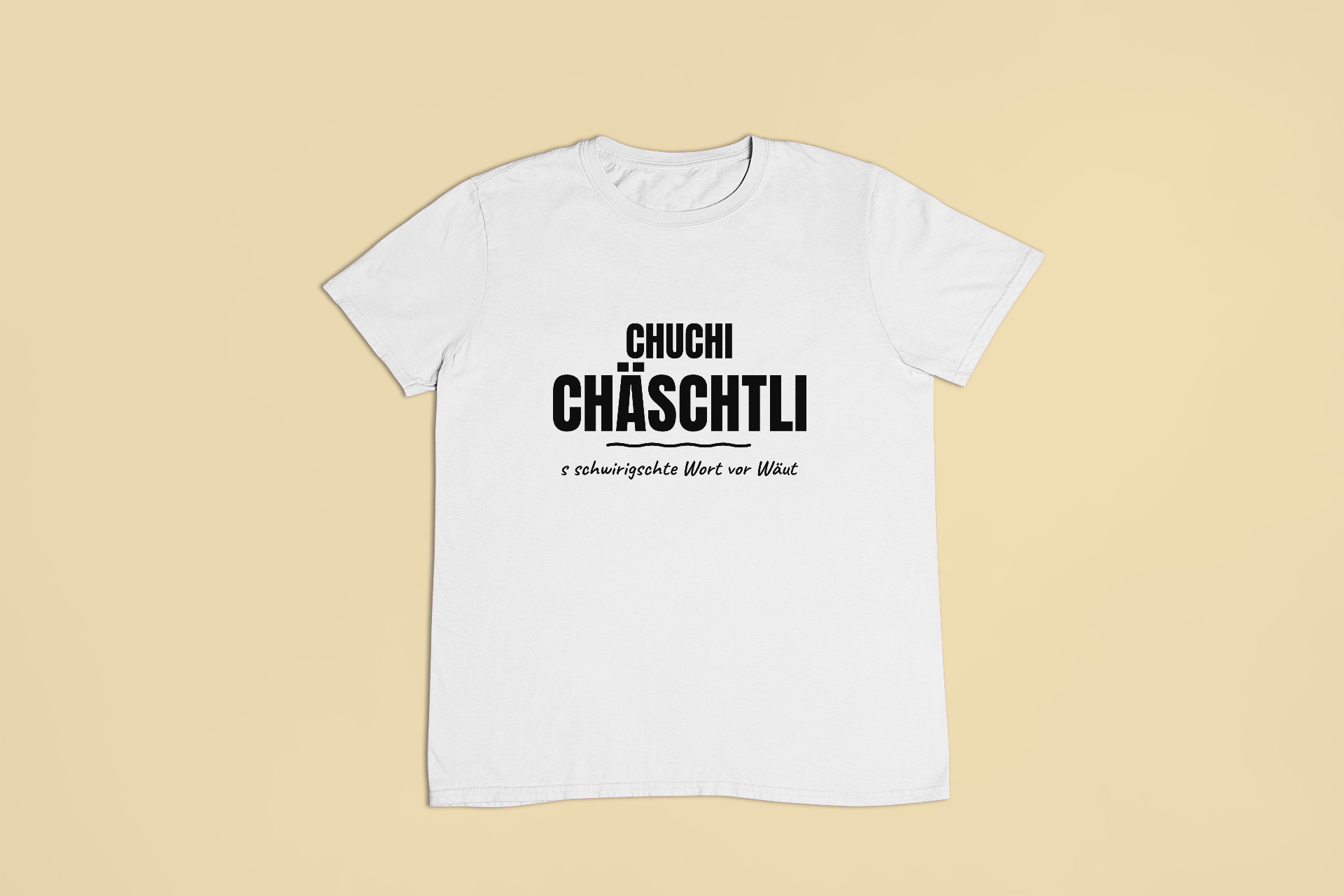 Chuchichäschtli – T-Shirt in Weiss mit dem Motiv auf der Brust