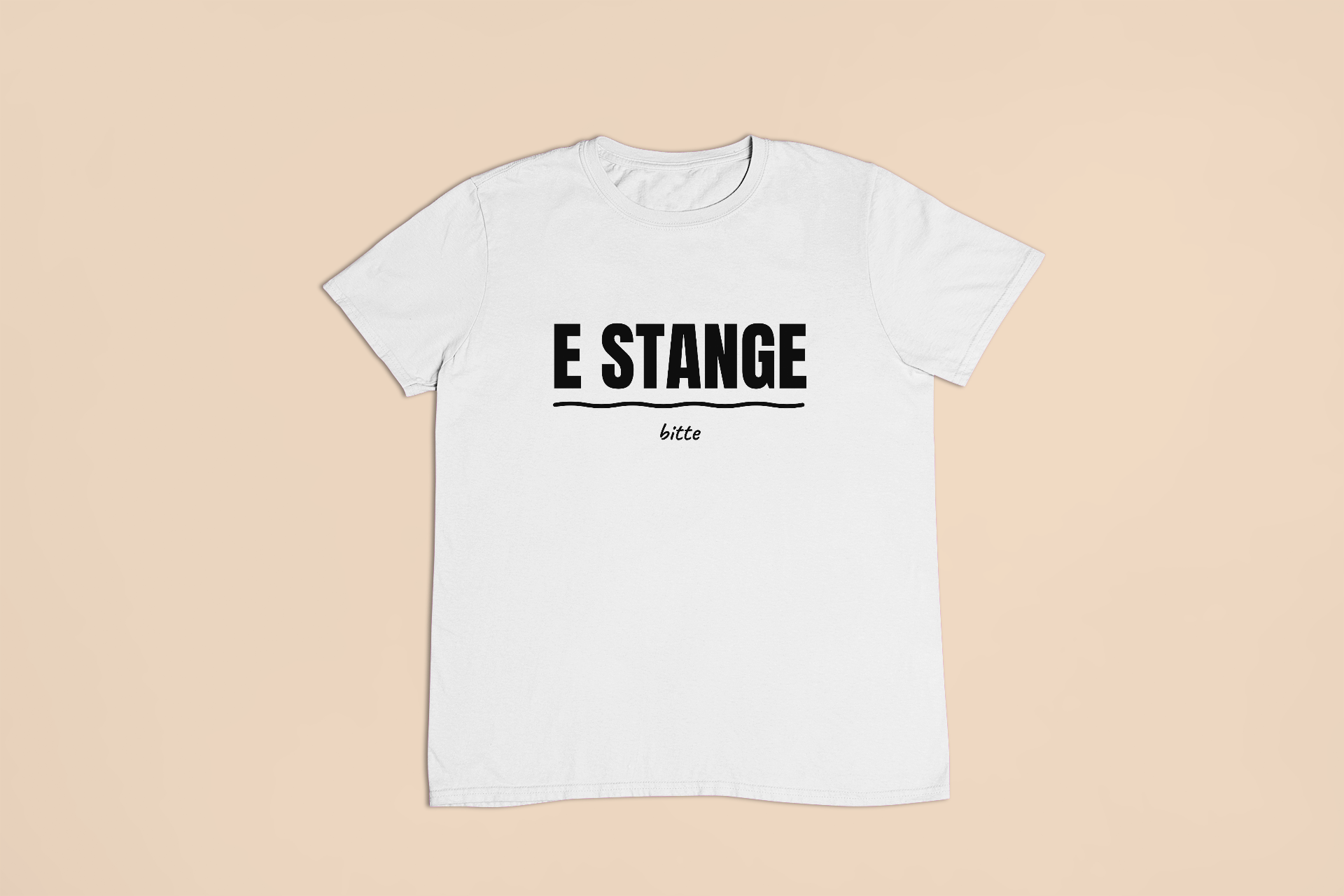 E Stange bitte – T-Shirt in Weiss mit dem Motiv auf der Brust