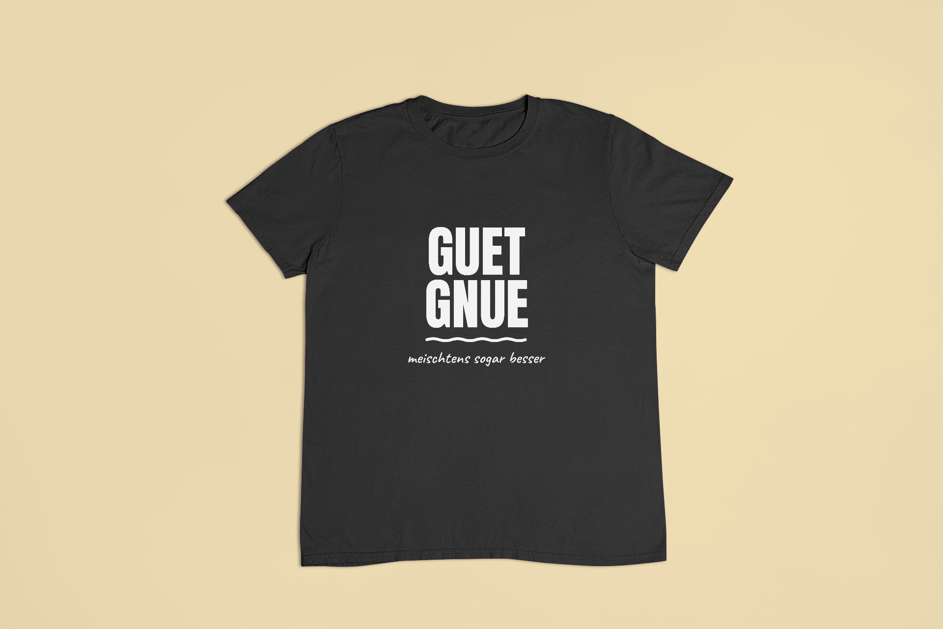 Guet gnue – T-Shirt in Schwarz mit dem Motiv auf der Brust