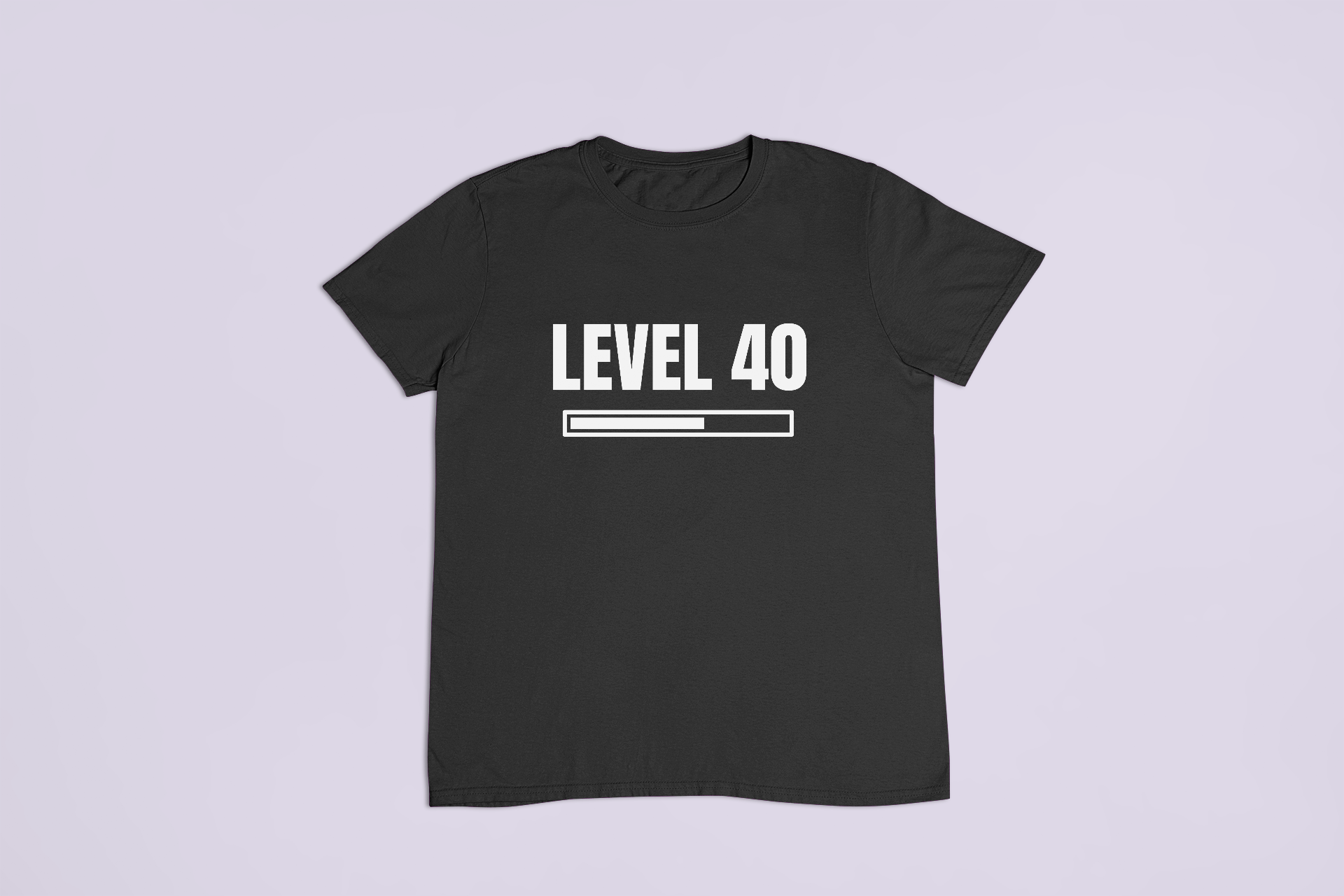 Level 40 – T-Shirt in Schwarz mit dem Motiv auf der Brust