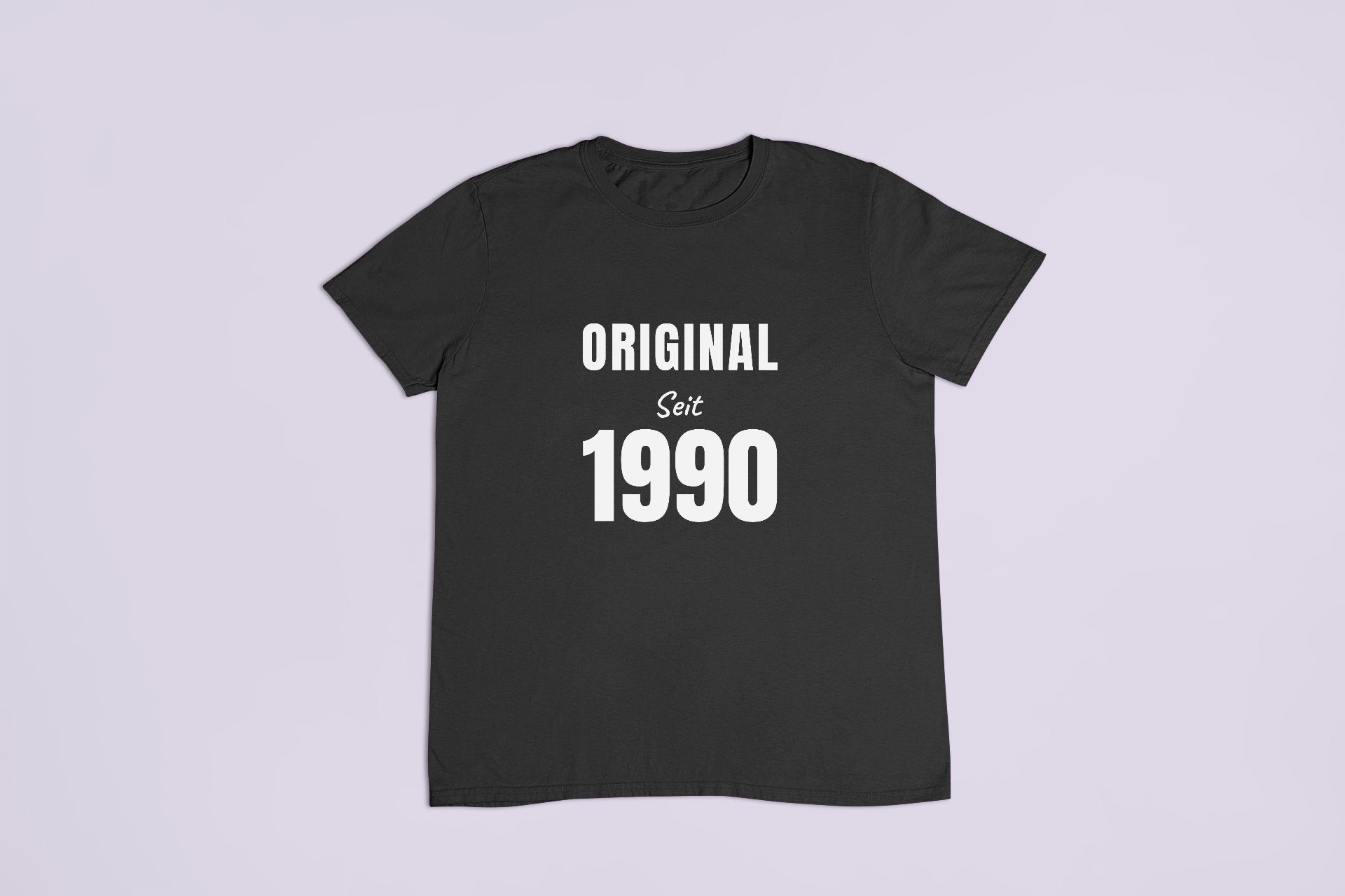 Jahrgang – dein Jahr, deine Schrift – T-Shirt in Schwarz mit dem Motiv auf der Brust