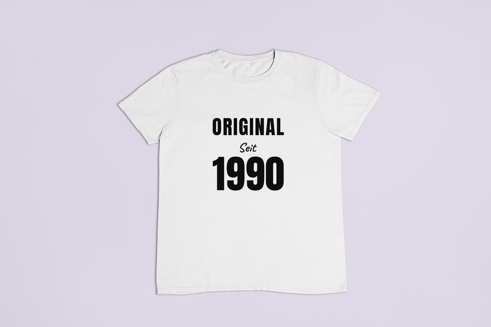Jahrgang – dein Jahr, deine Schrift – T-Shirt in Weiss mit dem Motiv auf der Brust