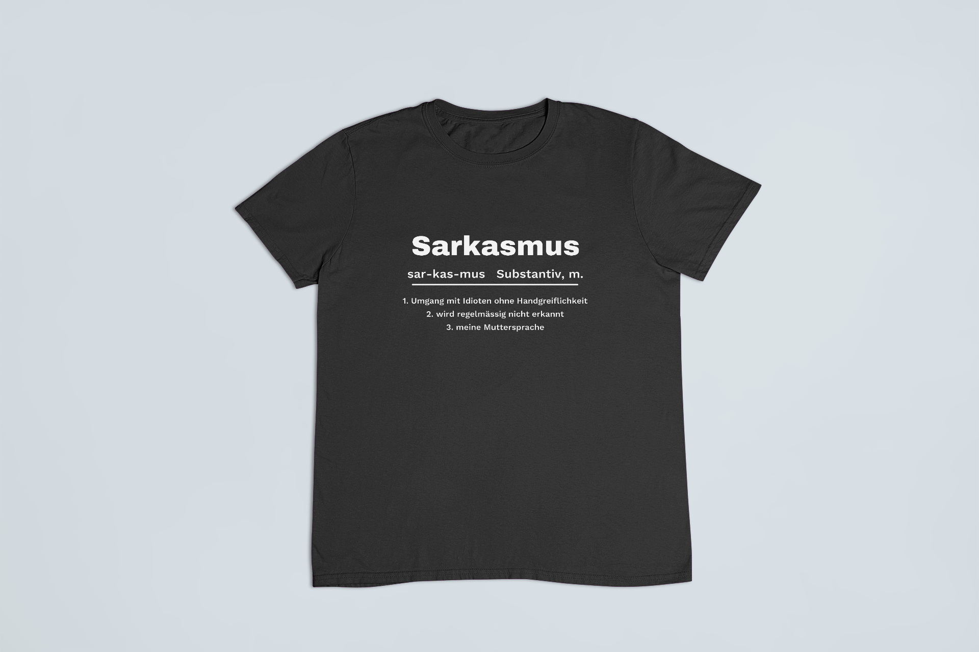 Sarkasmus – Definition – T-Shirt in Schwarz mit dem Motiv auf der Brust