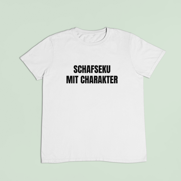 Schaf mit Charakter – T-Shirt in Weiss mit dem Motiv auf der Brust