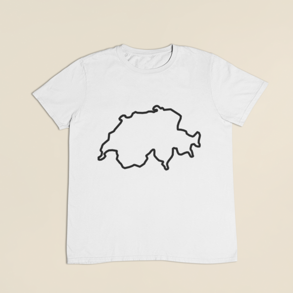 Motiv Schweizer Umriss auf weissem T-Shirt