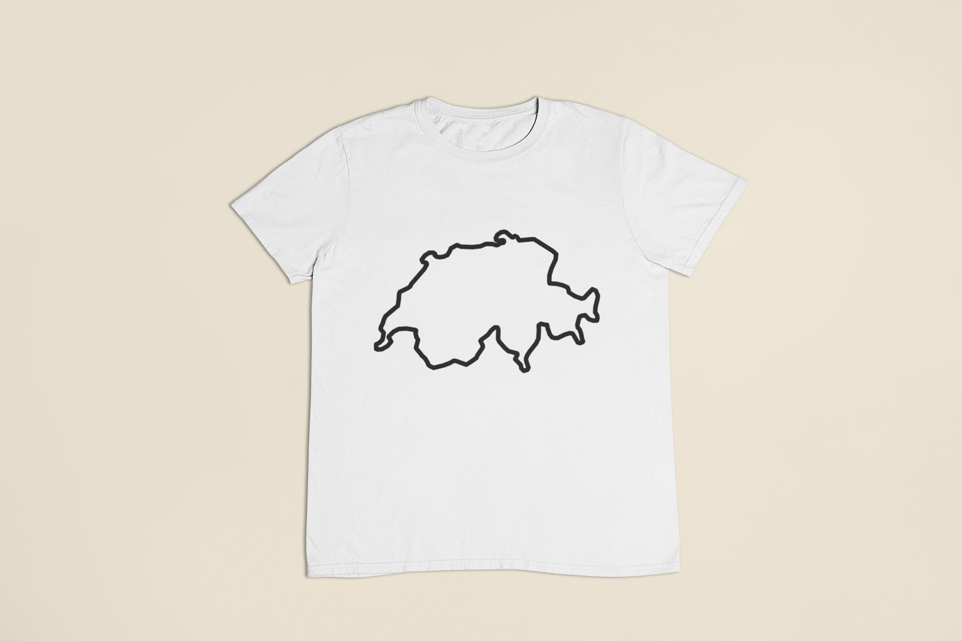 Motiv Schweizer Umriss auf weissem T-Shirt
