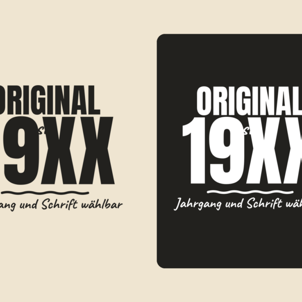 Auto-Sticker Jahrgang in Weiss und Schwarz auf schwarzem T-Shirt